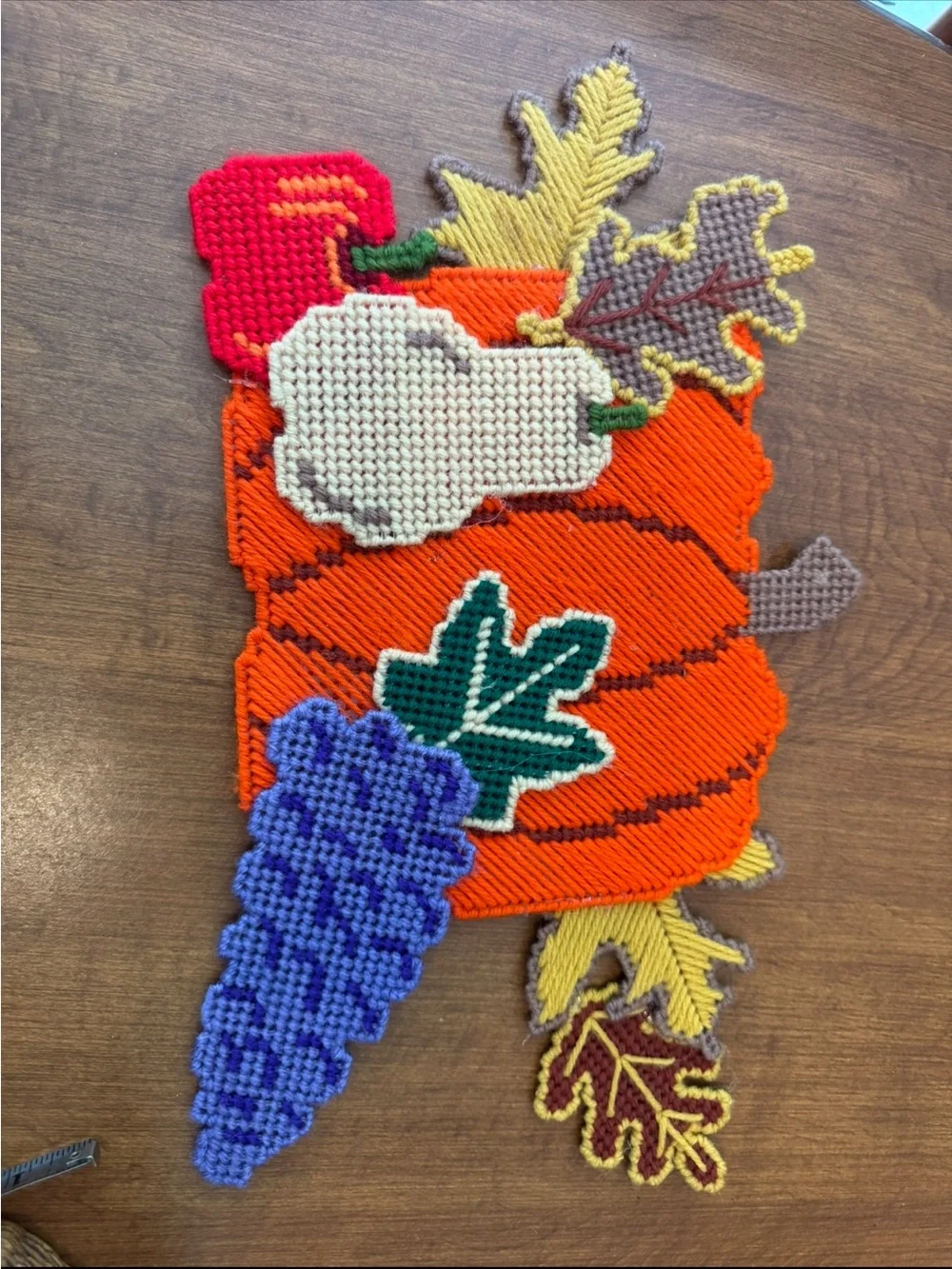 Handmade Autumn Pumpkin Patch Wall Decor Orange, Purple, Green, Cream